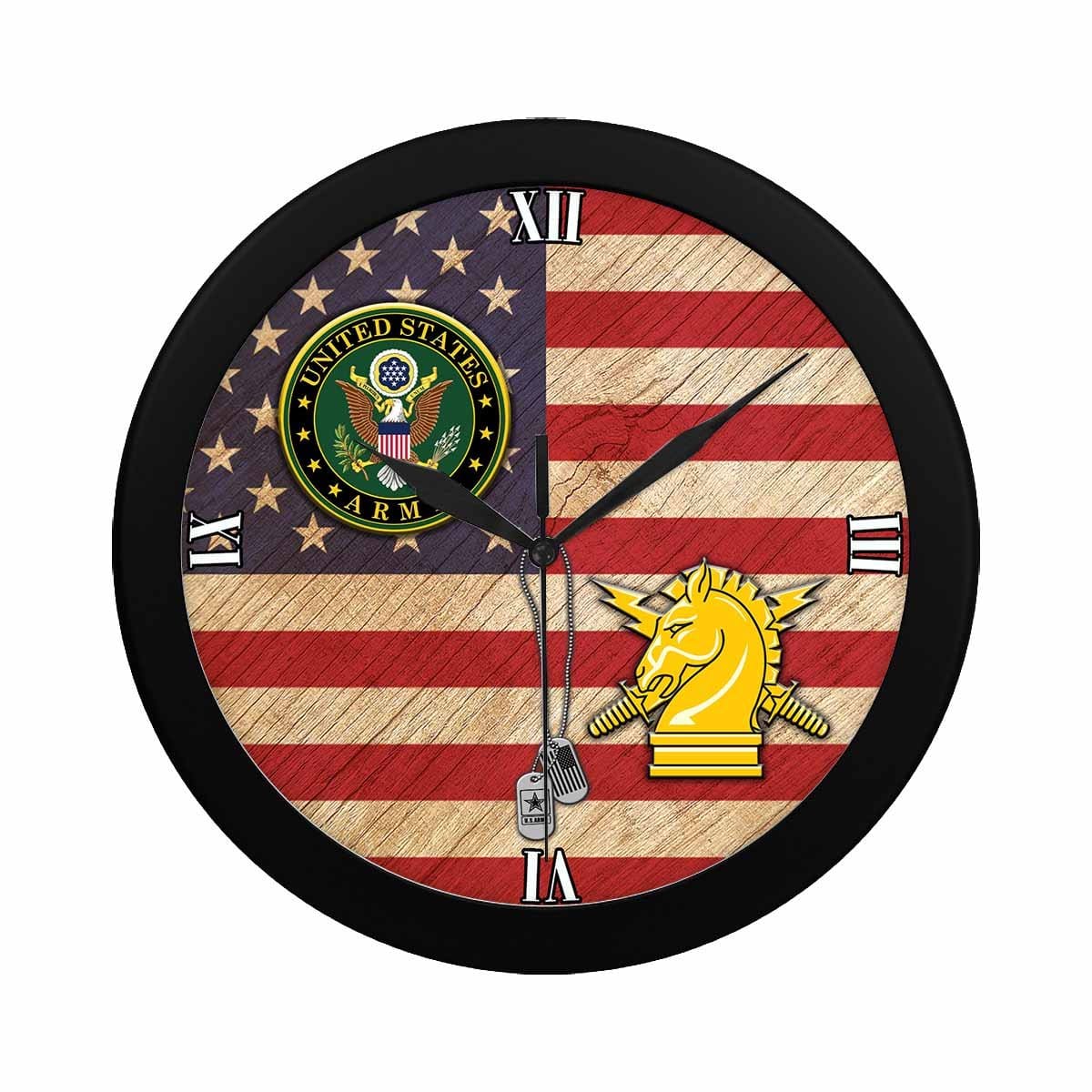 US Army Psychological Ops Black Wall Clock-WallClocks-Army-Branch-Veterans Nation