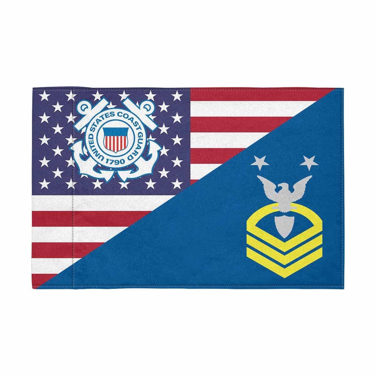 US Coast Guard E-9 CMC Collar Device Motorcycle Flag 9" x 6" Twin-Side Printing D01-MotorcycleFlag-USCG-Veterans Nation