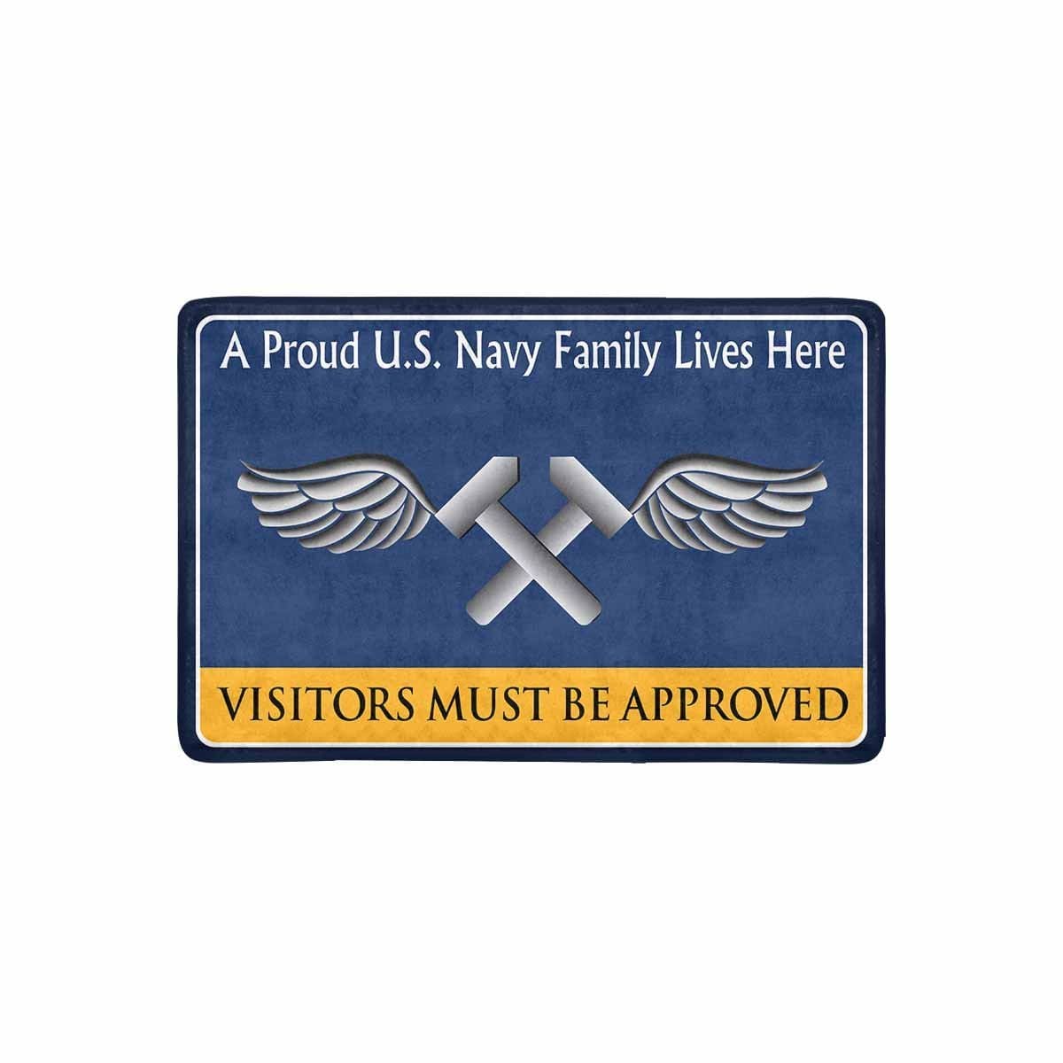 Navy Aviation Structural Mechanic Navy AM Family Doormat - Visitors must be approved (23,6 inches x 15,7 inches)-Doormat-Navy-Rate-Veterans Nation