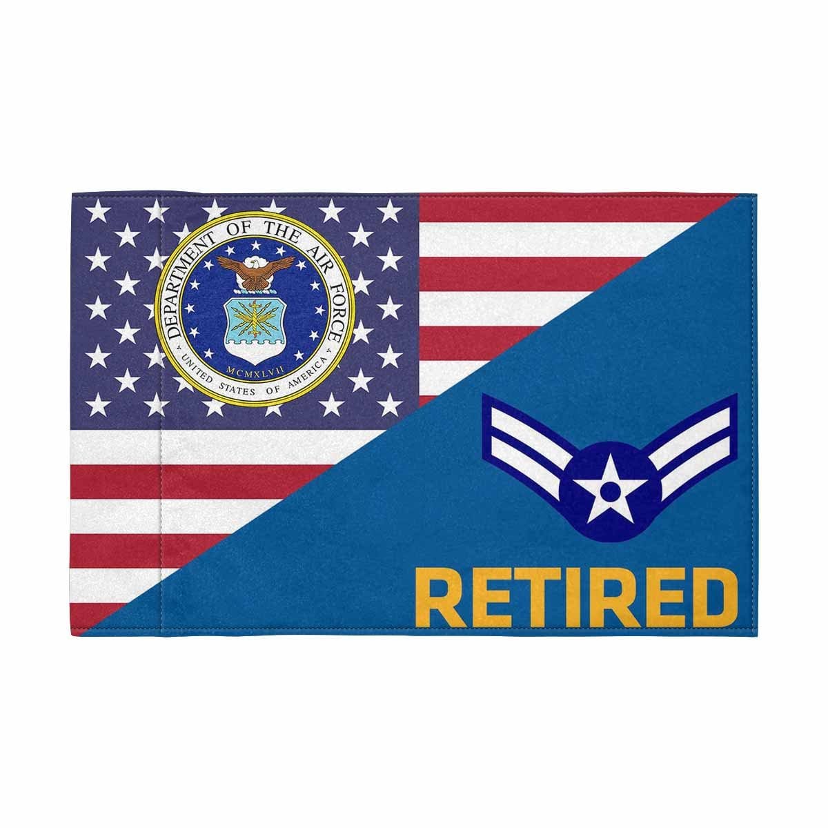 US Air Force E-3 Retired Motorcycle Flag 9" x 6" Twin-Side Printing D01-MotorcycleFlag-USAF-Veterans Nation