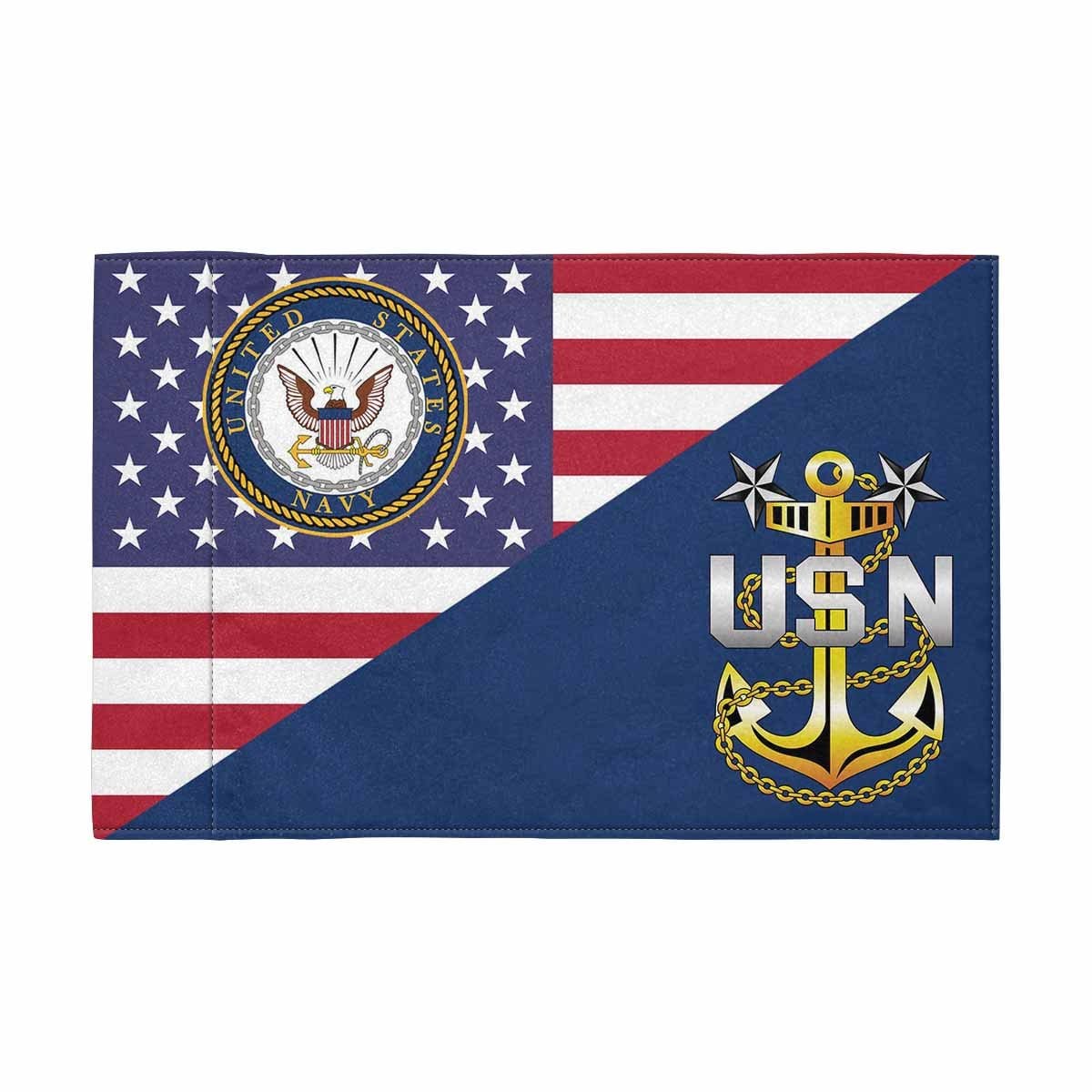 US Navy E-9 MCPO Collar Device Motorcycle Flag 9" x 6" Twin-Side Printing D01-MotorcycleFlag-Navy-Veterans Nation