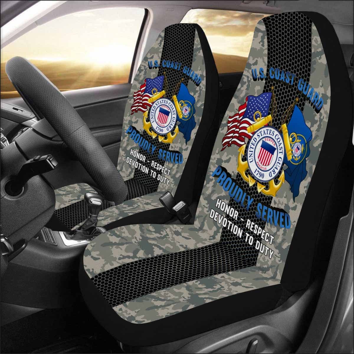 U.S Coast Guard Logo - Car Seat Covers (Set of 2)-SeatCovers-USCG-Logo-Veterans Nation