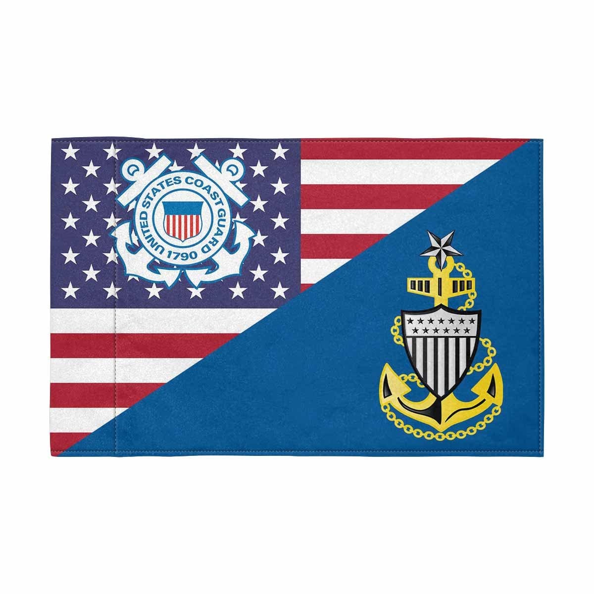 US Coast Guard E-8 Collar Device Motorcycle Flag 9" x 6" Twin-Side Printing D01-MotorcycleFlag-USCG-Veterans Nation