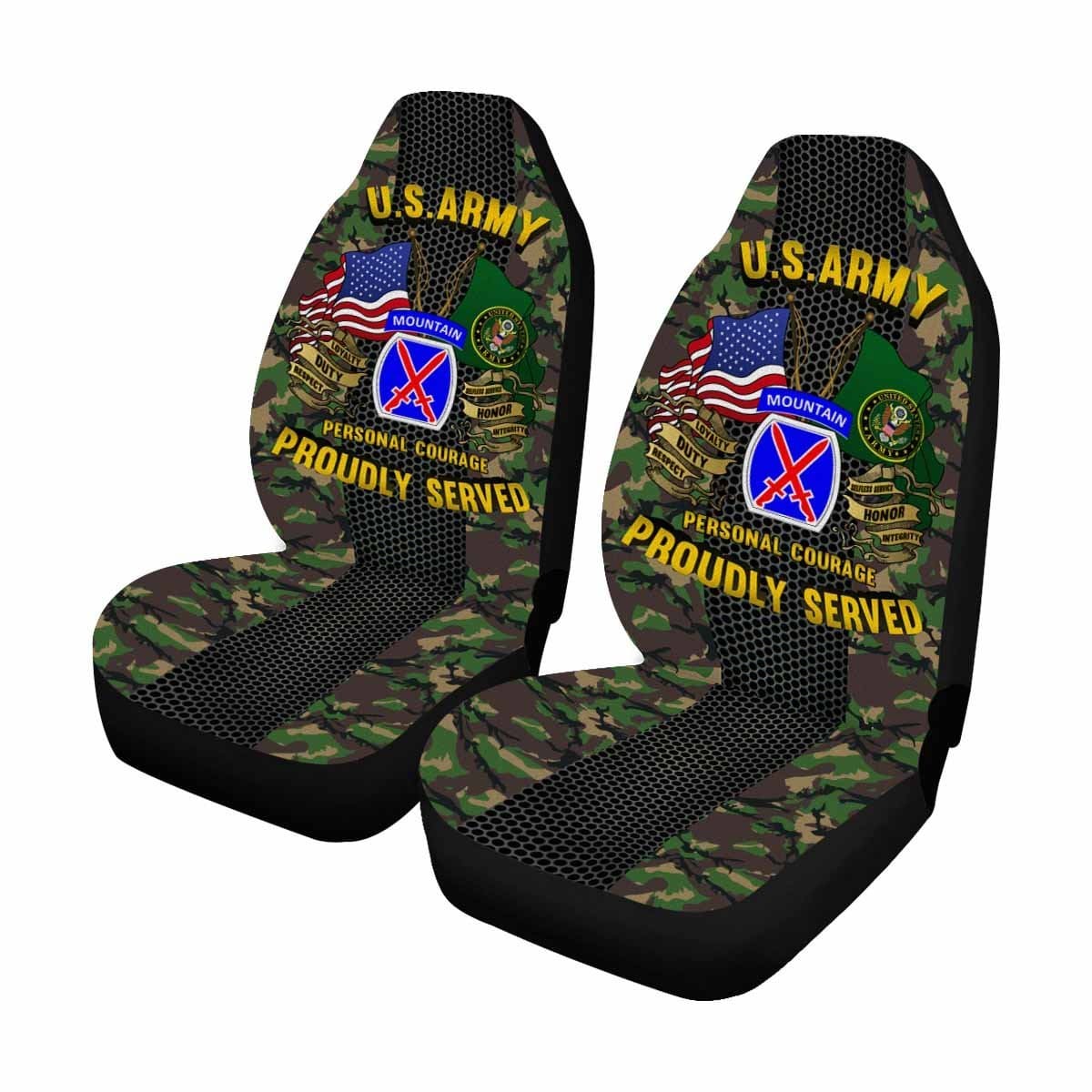 US Army 10th Mountain Infantry Division Car Seat Covers (Set of 2)-SeatCovers-Army-CSIB-Veterans Nation