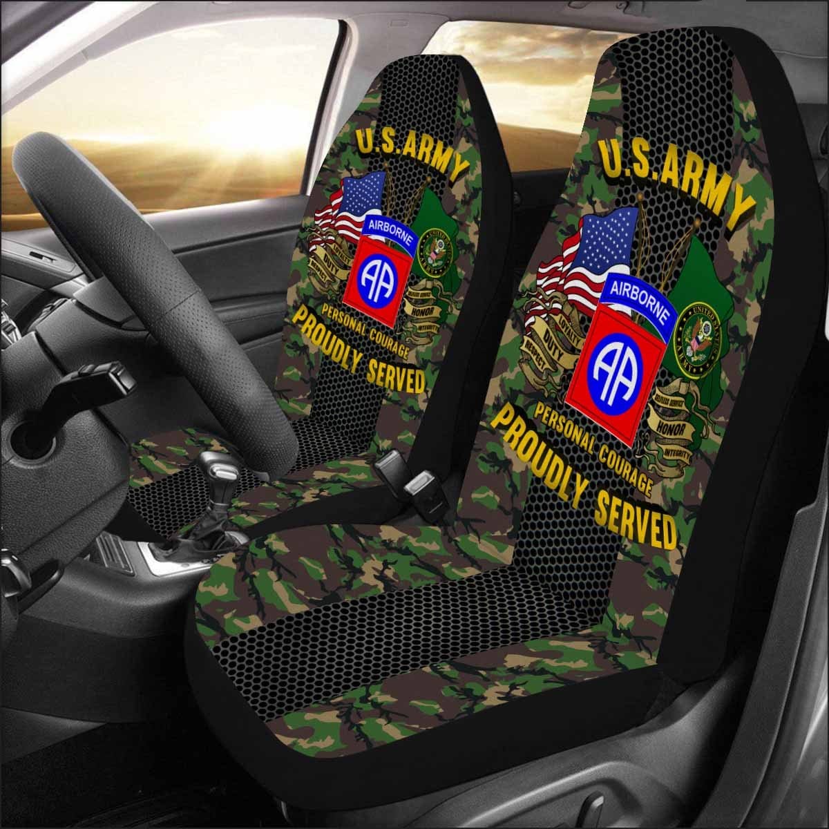US Army 82nd Airborne Car Seat Covers (Set of 2)-SeatCovers-Army-CSIB-Veterans Nation