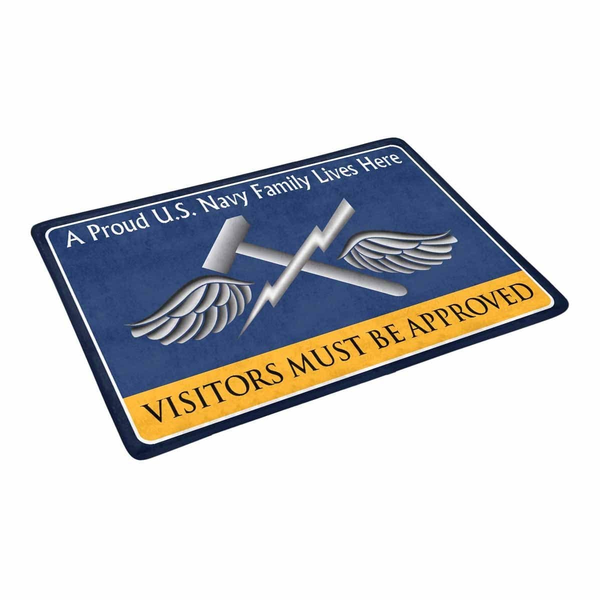 Navy Aviation Support Equipment Tech Navy AS Family Doormat - Visitors must be approved (23,6 inches x 15,7 inches)-Doormat-Navy-Rate-Veterans Nation