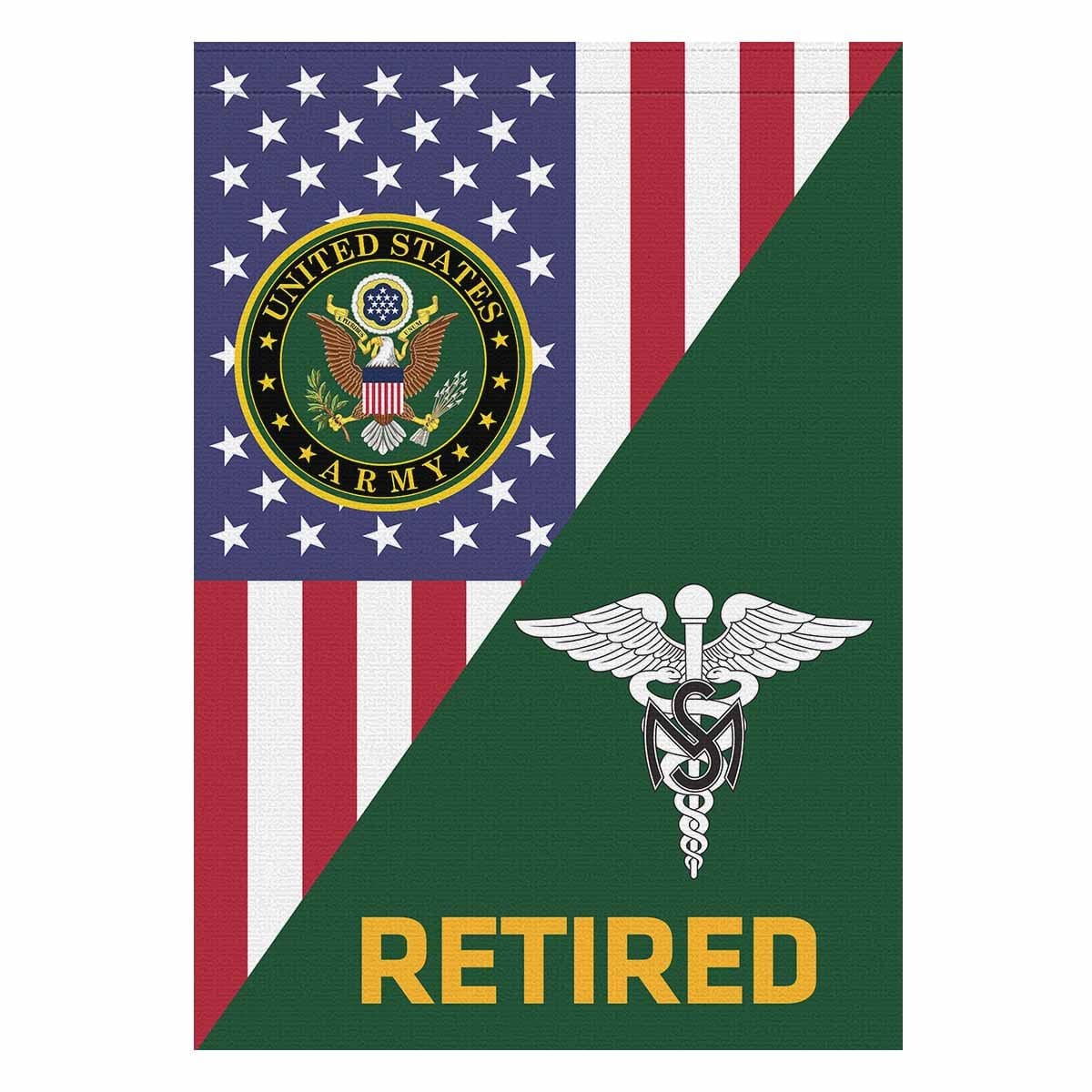 US Army Medical Service Corps Retired House Flag 28 Inch x 40 Inch Twin-Side Printing-HouseFlag-Army-Branch-Veterans Nation