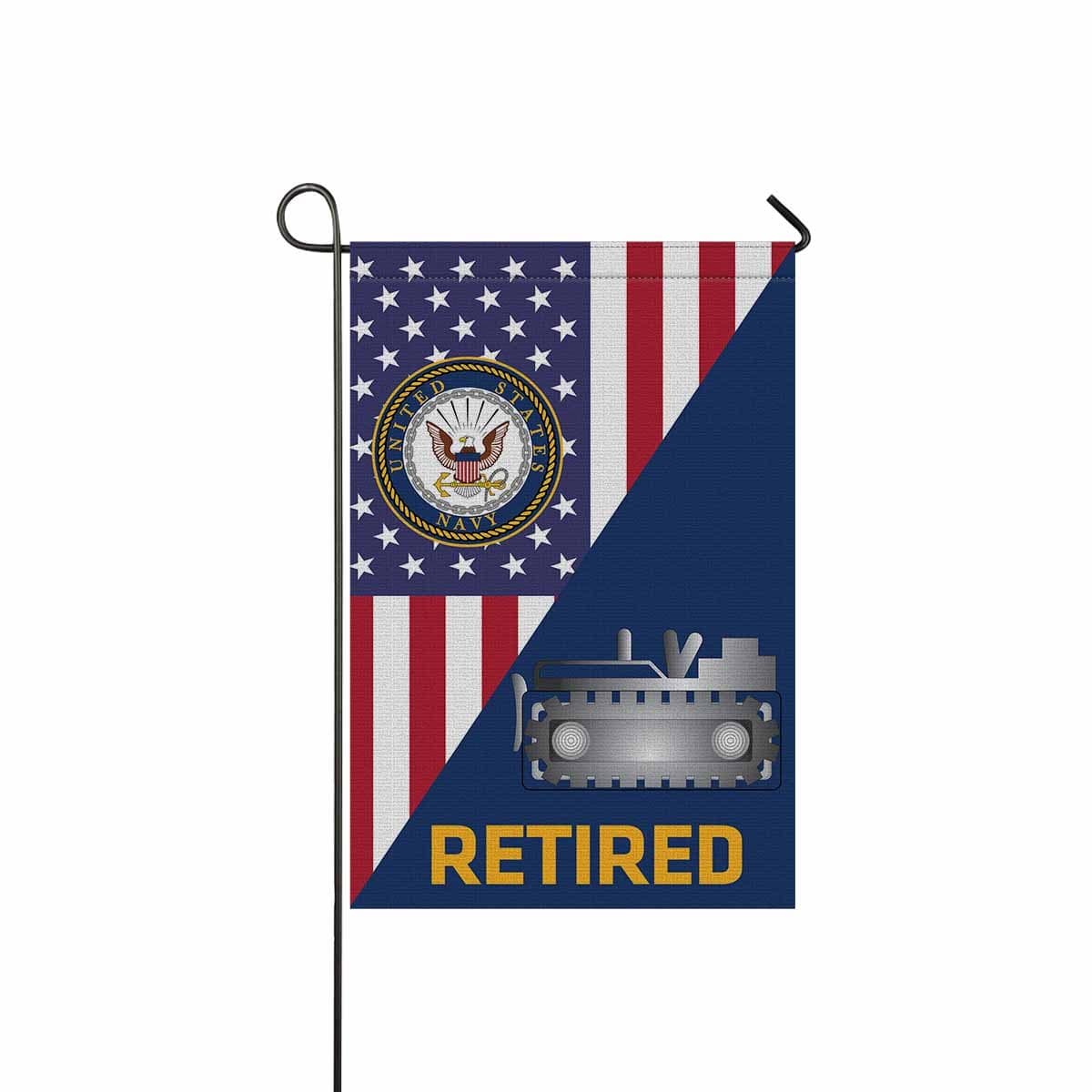 US Navy Equipment Operator Navy EO Retired Garden Flag/Yard Flag 12 inches x 18 inches Twin-Side Printing-GDFlag-Navy-Rate-Veterans Nation