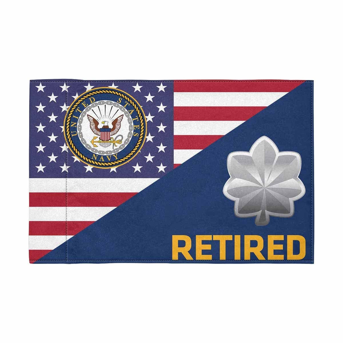 US Navy O-5 Retired Motorcycle Flag 9" x 6" Twin-Side Printing D01-MotorcycleFlag-Navy-Veterans Nation
