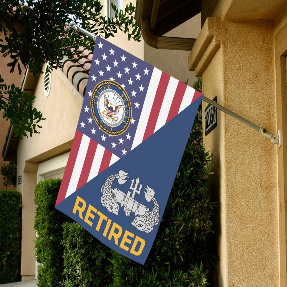 US Navy Deep Submergence Enlisted Badge Retired House Flag 28 inches x 40 inches Twin-Side Printing-HouseFlag-Navy-Badge-Veterans Nation