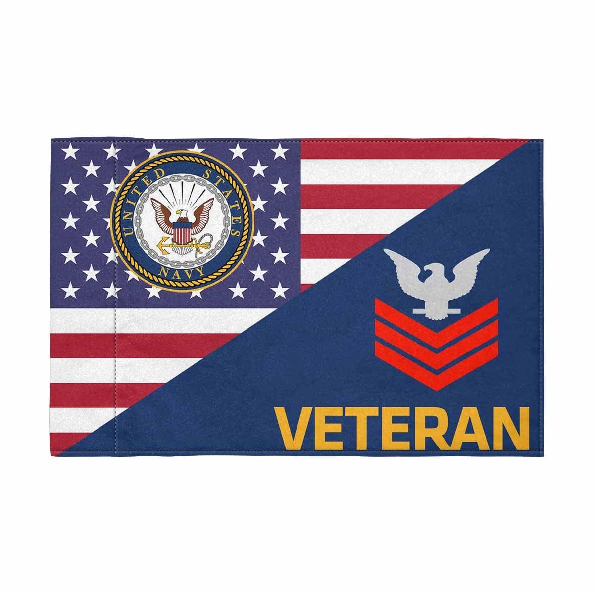 US Navy E-6 Red Stripe Collar Device Veteran Motorcycle Flag 9" x 6" Twin-Side Printing D01-MotorcycleFlag-Navy-Veterans Nation