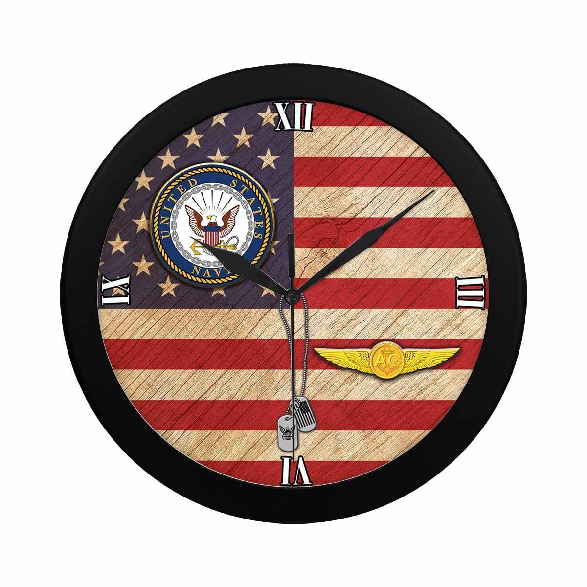 US Navy Naval Aircrew Warfare Specialist Wall Clock-WallClocks-Navy-Badge-Veterans Nation