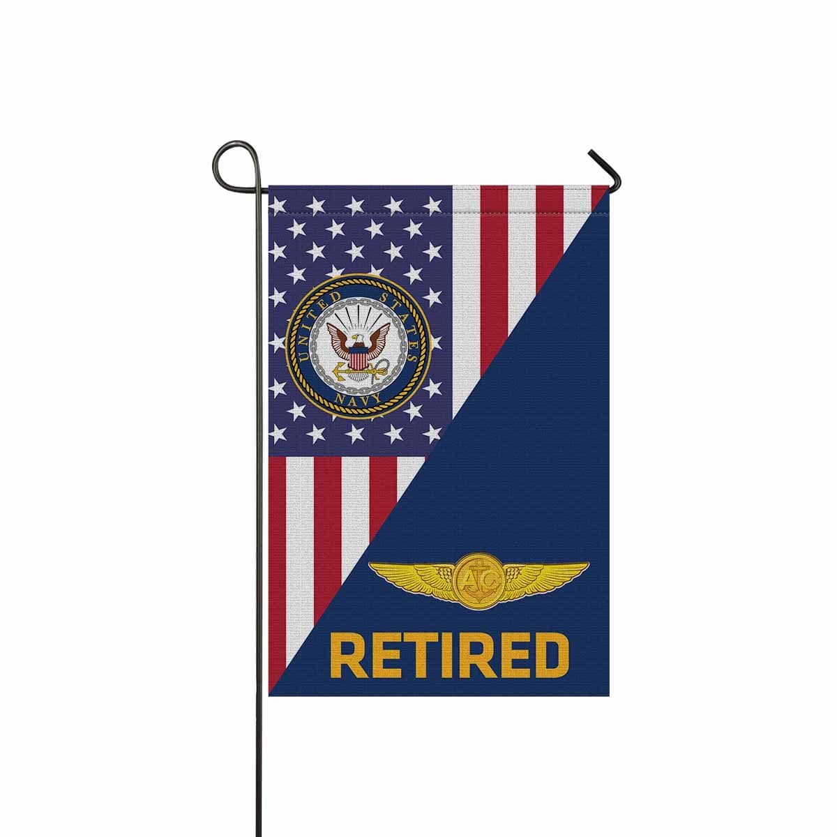 US Navy Naval Aircrew Warfare Specialist Retired Garden Flag/Yard Flag 12 inches x 18 inches Twin-Side Printing-GDFlag-Navy-Badge-Veterans Nation