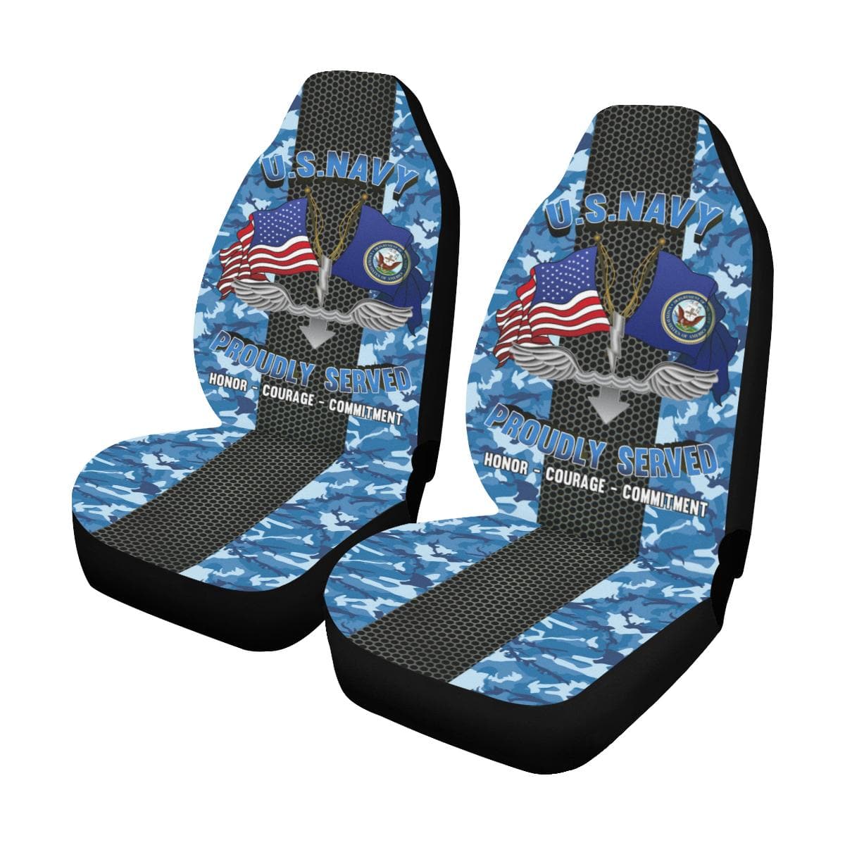Navy Antisubmarine Warfare Technician Navy AX Car Seat Covers (Set of 2)-SeatCovers-Navy-Rate-Veterans Nation