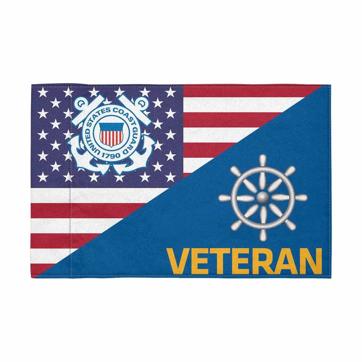 USCG QM Veteran Motorcycle Flag 9" x 6" Twin-Side Printing D01-MotorcycleFlag-USCG-Veterans Nation
