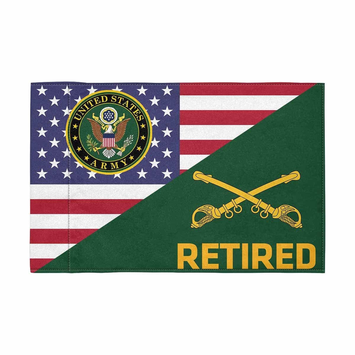 US Army Cavalry Retired Motorcycle Flag 9" x 6" Twin-Side Printing D01-MotorcycleFlag-Army-Veterans Nation