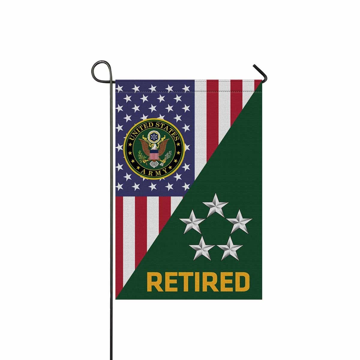 US Army O-10 General of the Army O10 GA General Officer Retired Garden Flag/Yard Flag 12 inches x 18 inches Twin-Side Printing-GDFlag-Army-Ranks-Veterans Nation