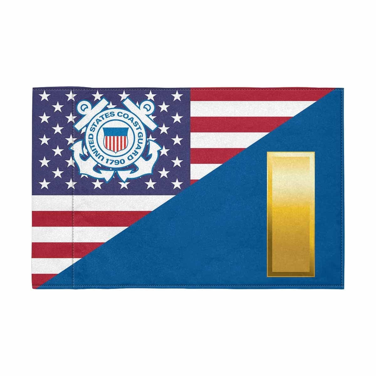 USCG O-1 Motorcycle Flag 9" x 6" Twin-Side Printing D01-MotorcycleFlag-USCG-Veterans Nation