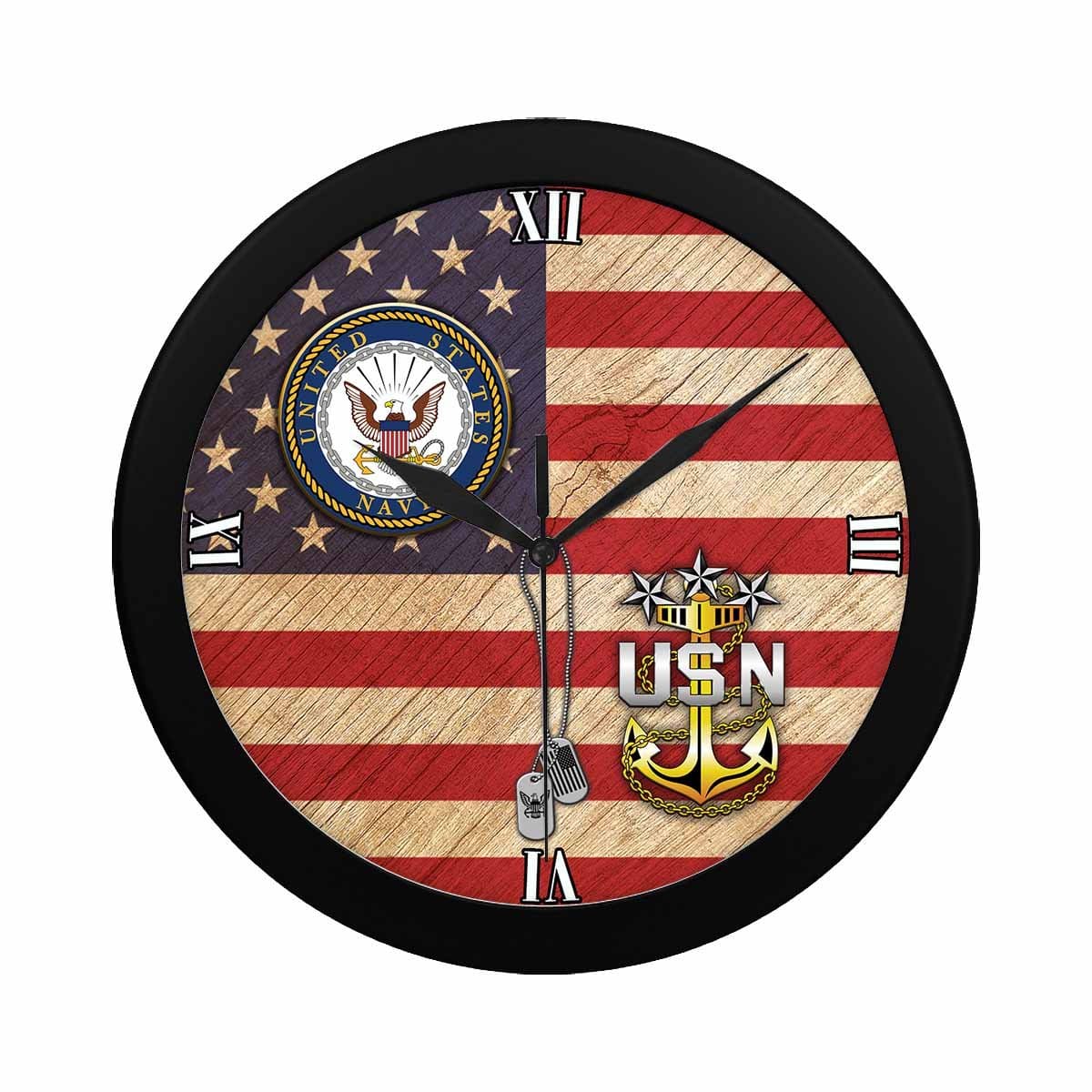 US Navy E-9 Master Chief Petty Officer Of The Navy E9 MCPON Senior Enlisted Advisor Collar Device Wall Clock-WallClocks-Navy-Collar-Veterans Nation