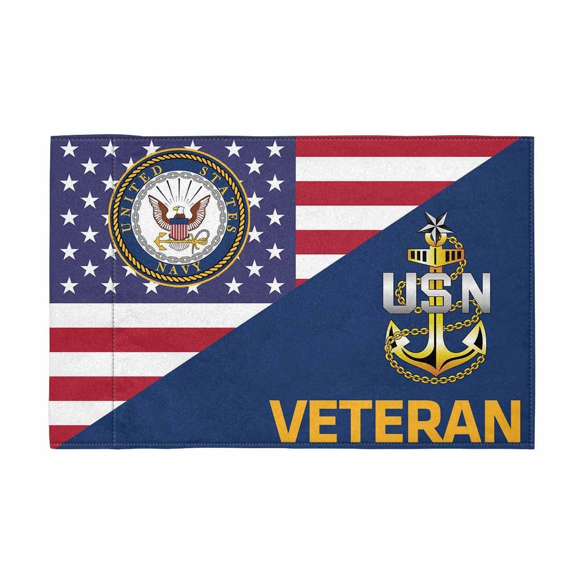 US Navy E-8 Collar Device Veteran Motorcycle Flag 9" x 6" Twin-Side Printing D01-MotorcycleFlag-Navy-Veterans Nation