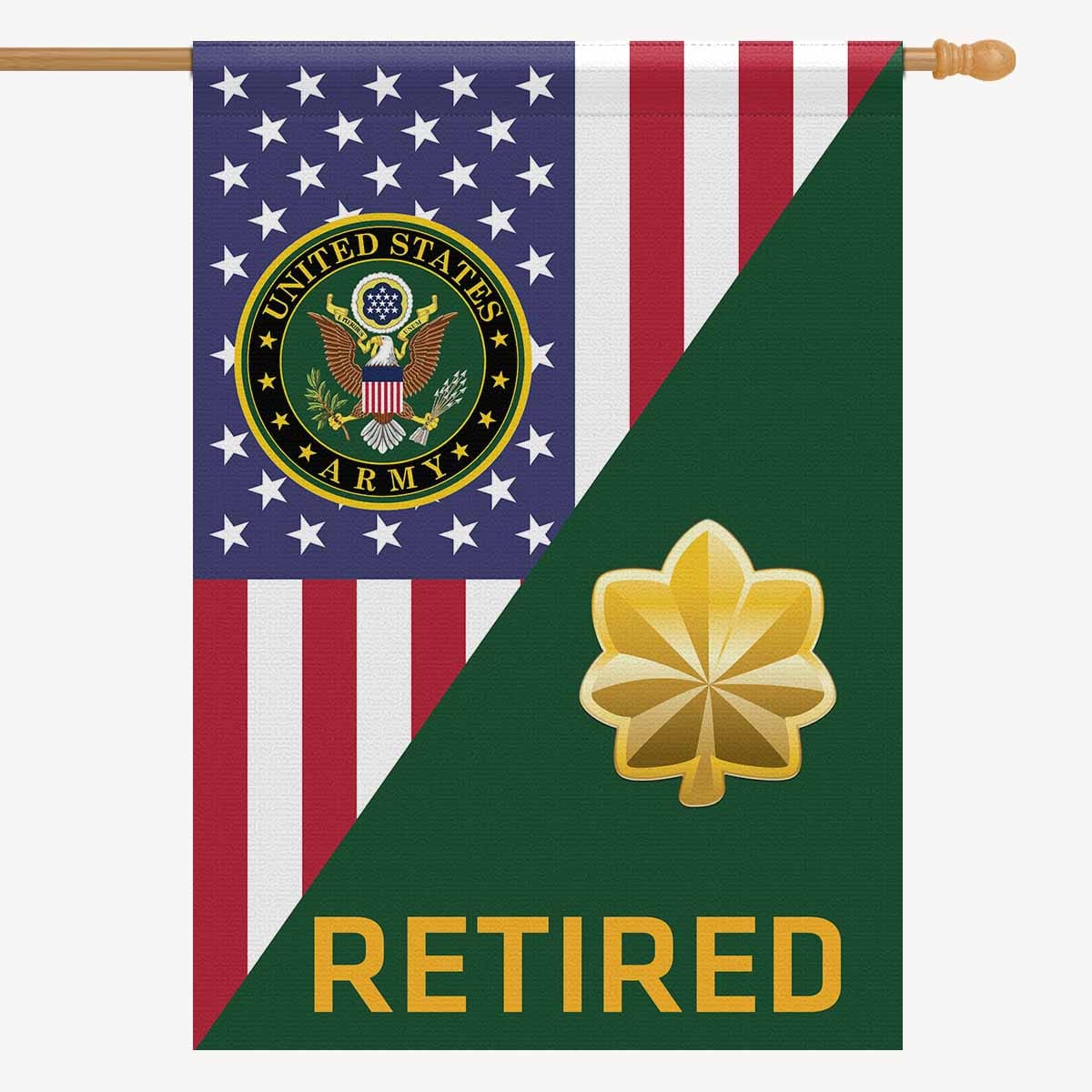US Army O-4 Major O4 MAJ Retired House Flag 28 Inch x 40 Inch 2-Side Printing-HouseFlag-Army-Ranks-Veterans Nation