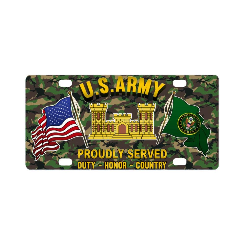 U.S. Army Corps of Engineers Proudly Plate Frame Classic License Plate-LicensePlate-Army-Branch-Veterans Nation