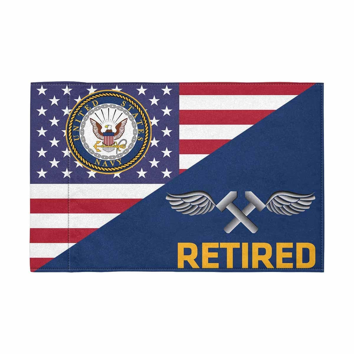 US Navy Aviation Structural Mechanic Navy AM Retired Motorcycle Flag 9" x 6" Twin-Side Printing D01-MotorcycleFlag-Navy-Veterans Nation