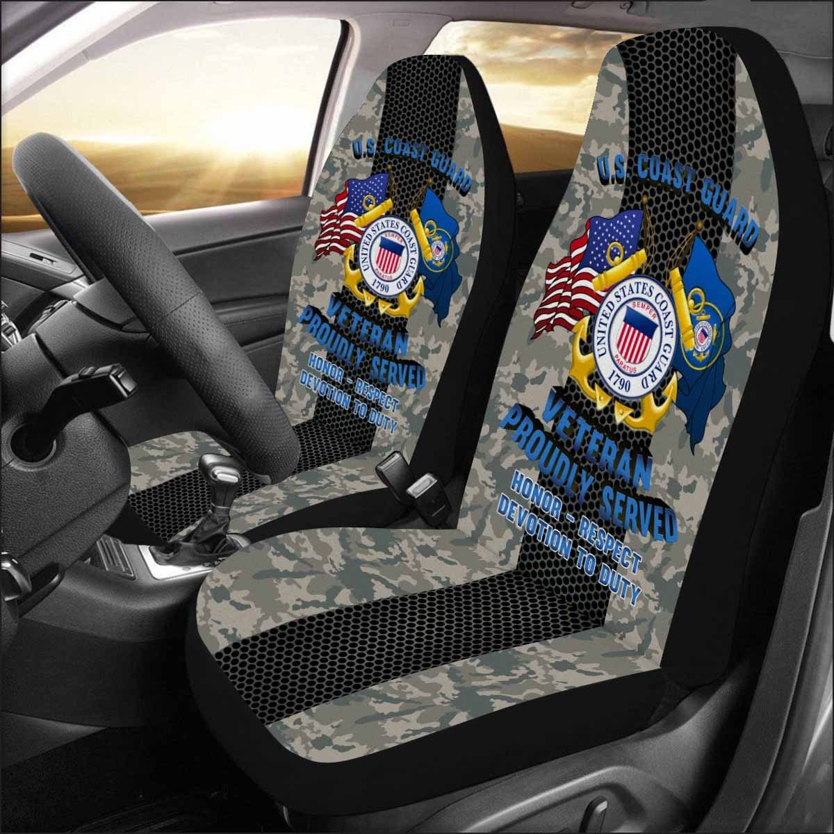 US Coast Guard Veteran Car Seat Covers (Set of 2)-SeatCovers-USCG-Logo-Veterans Nation