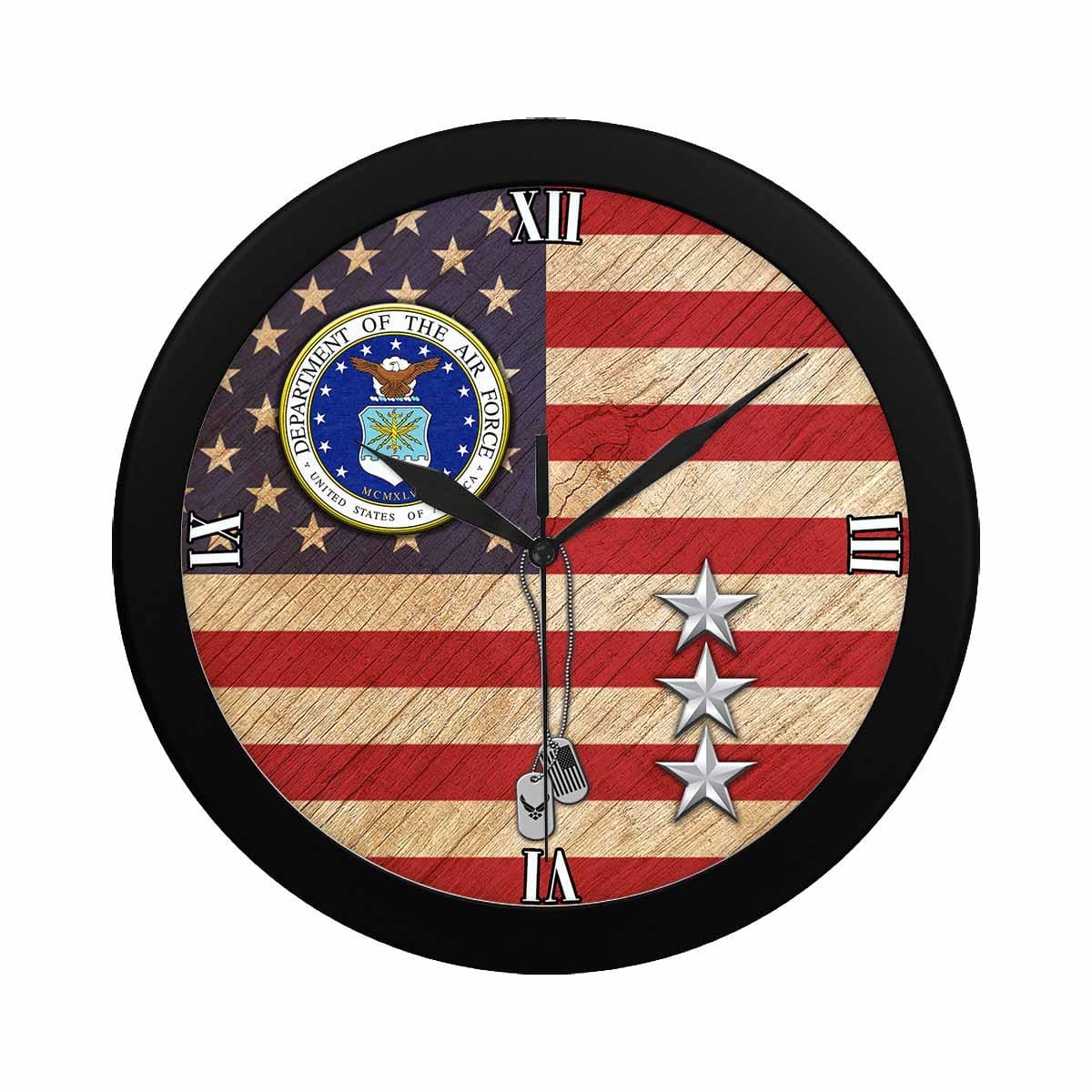 US Air Force O-9 Lieutenant General Lt Ge O9 Wall Clock-WallClocks-USAF-Ranks-Veterans Nation
