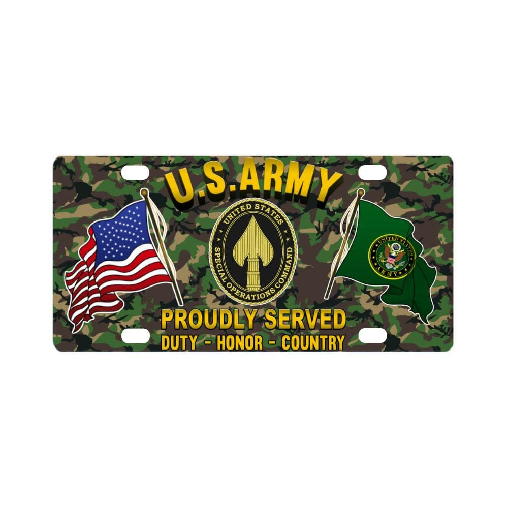 US ARMY USA ELEMENT SPECIAL OPERATIONS COMMAND- Classic License Plate-LicensePlate-Army-CSIB-Veterans Nation