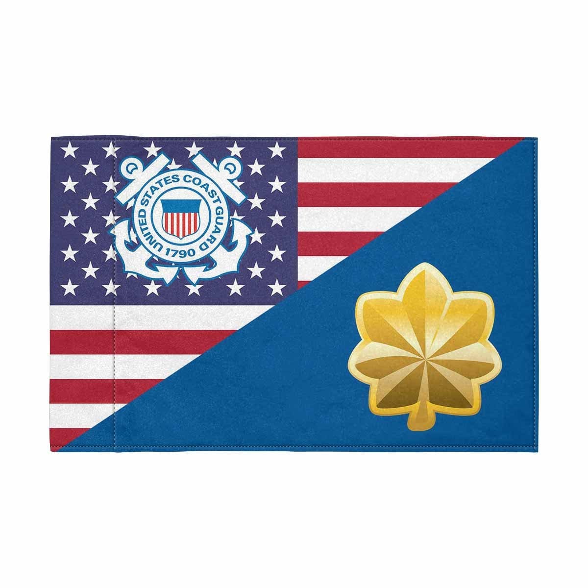 USCG O-4 Motorcycle Flag 9" x 6" Twin-Side Printing D01-MotorcycleFlag-USCG-Veterans Nation