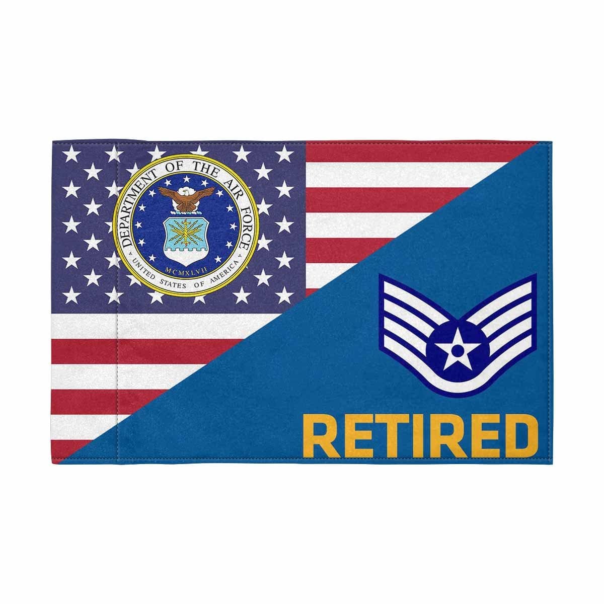 US Air Force E-5 Retired Motorcycle Flag 9" x 6" Twin-Side Printing D01-MotorcycleFlag-USAF-Veterans Nation