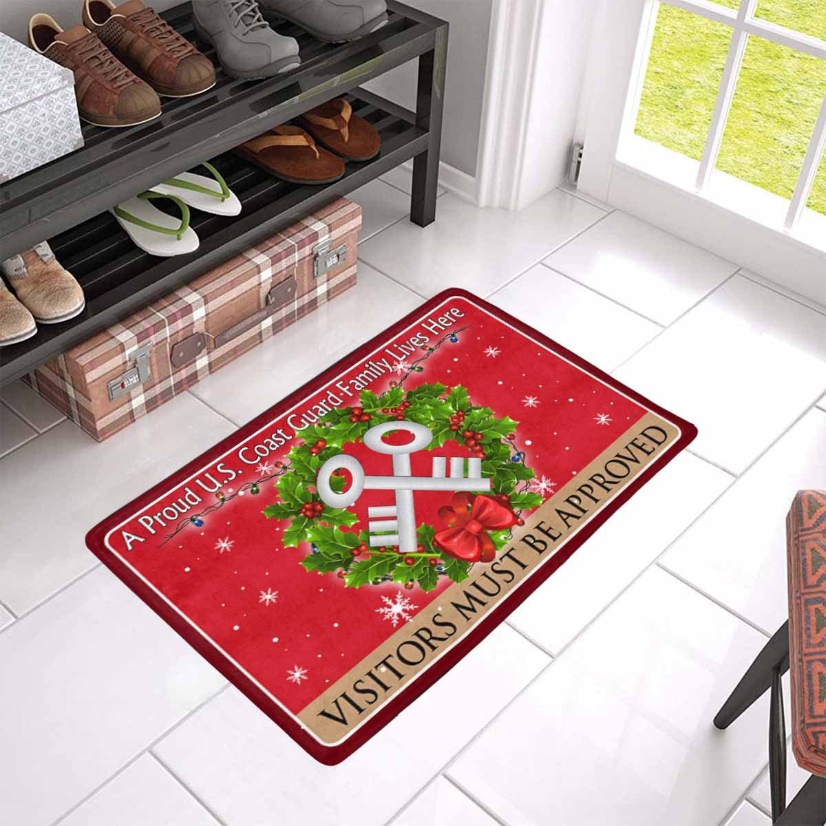 US Coast Guard Storekeeper SK Logo - Visitors must be approved Christmas Doormat-Doormat-USCG-Rate-Veterans Nation