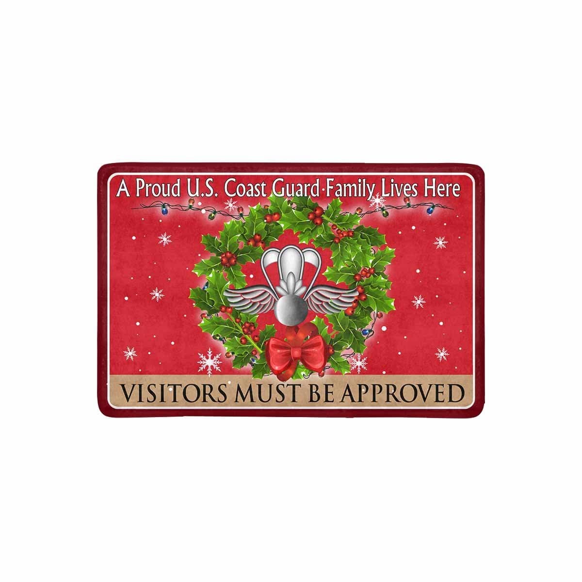 USCG AVIATION SURVIVAL TECHNICIAN AST Logo - Visitors must be approved Christmas Doormat-Doormat-USCG-Rate-Veterans Nation