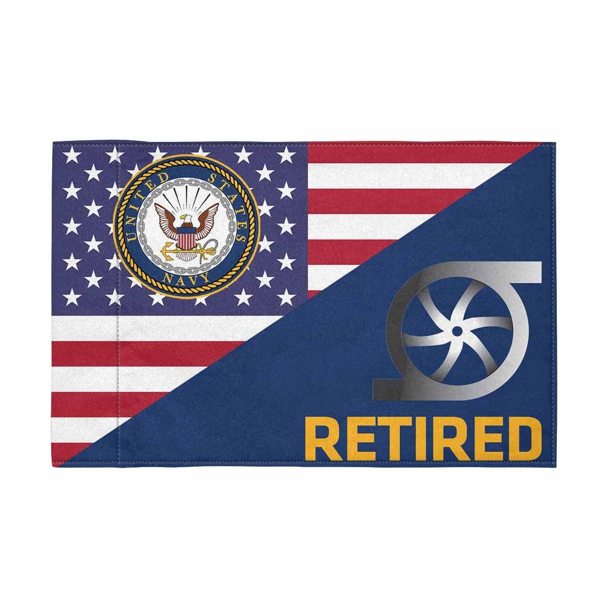 US Navy Gas Turbine Systems Technician Navy GS Retired Motorcycle Flag 9" x 6" Twin-Side Printing D01-MotorcycleFlag-Navy-Veterans Nation