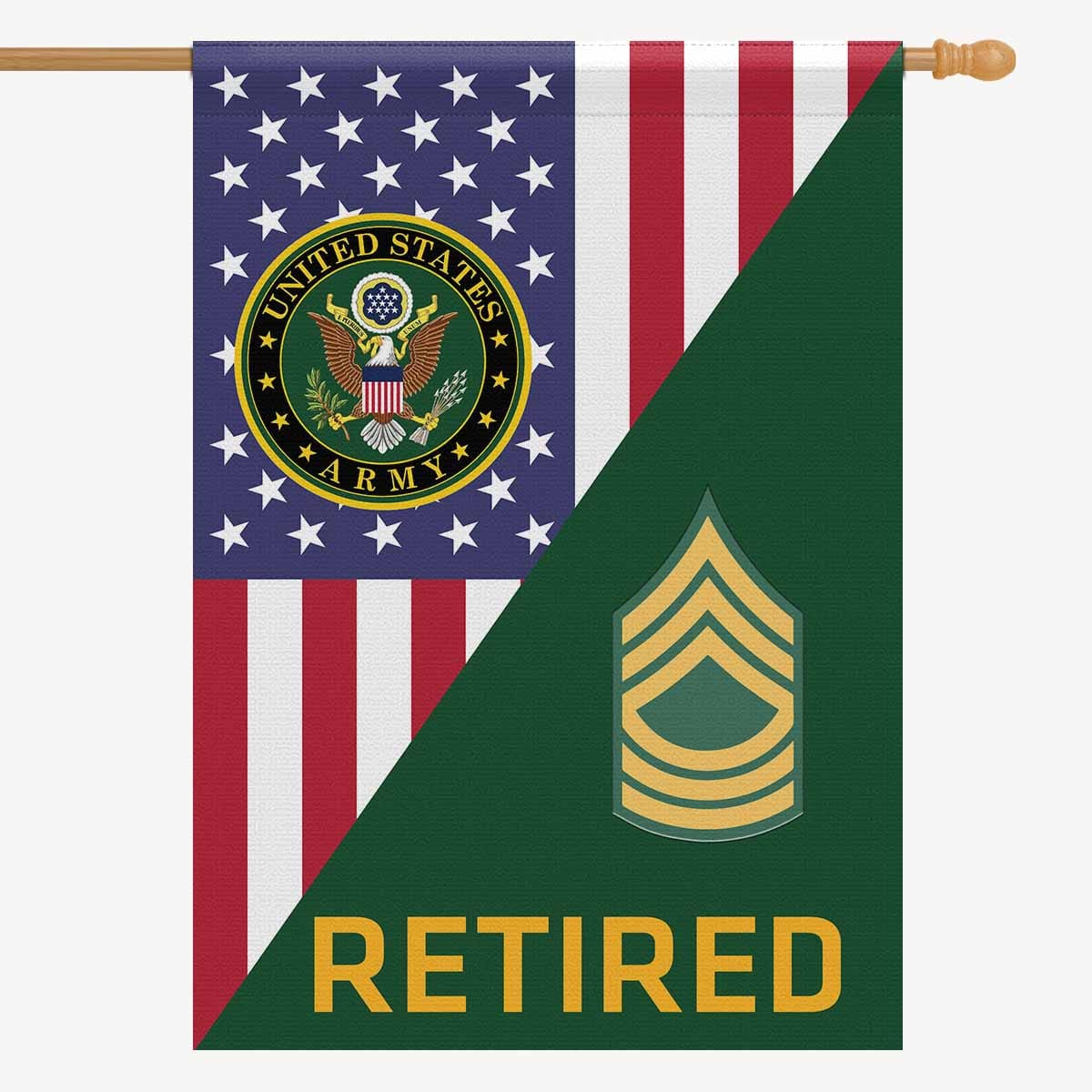 US Army E-8 Master Sergeant E8 MSG Retired House Flag 28 Inch x 40 Inch 2-Side Printing-HouseFlag-Army-Ranks-Veterans Nation