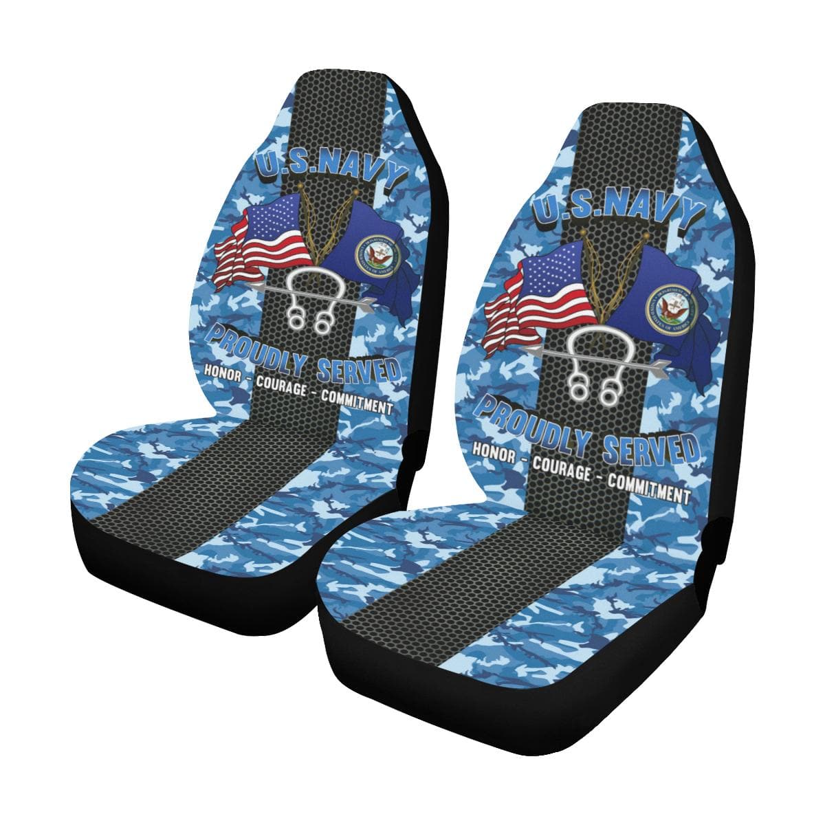 Navy Sonar Technician Navy ST Car Seat Covers (Set of 2)-SeatCovers-Navy-Rate-Veterans Nation
