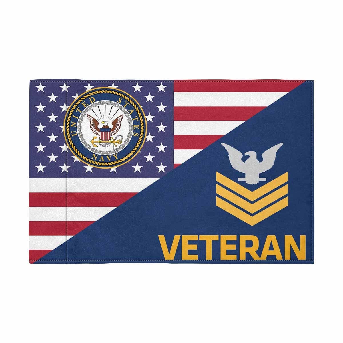 US Navy E-6 Gold Stripe Collar Device Veteran Motorcycle Flag 9" x 6" Twin-Side Printing D01-MotorcycleFlag-Navy-Veterans Nation