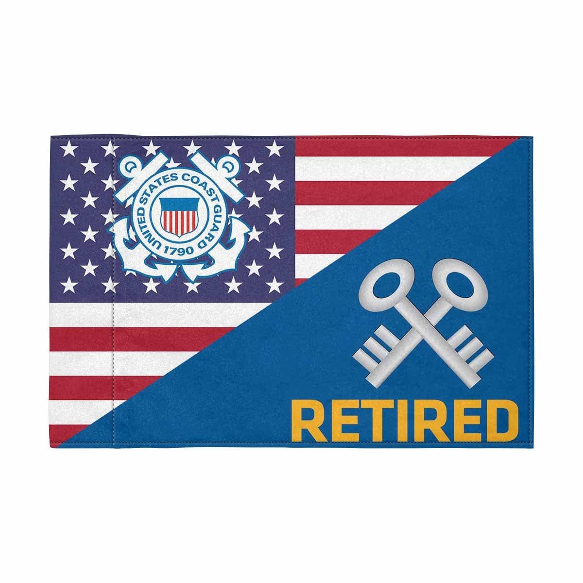 USCG SK Retired Motorcycle Flag 9" x 6" Twin-Side Printing D01-MotorcycleFlag-USCG-Veterans Nation