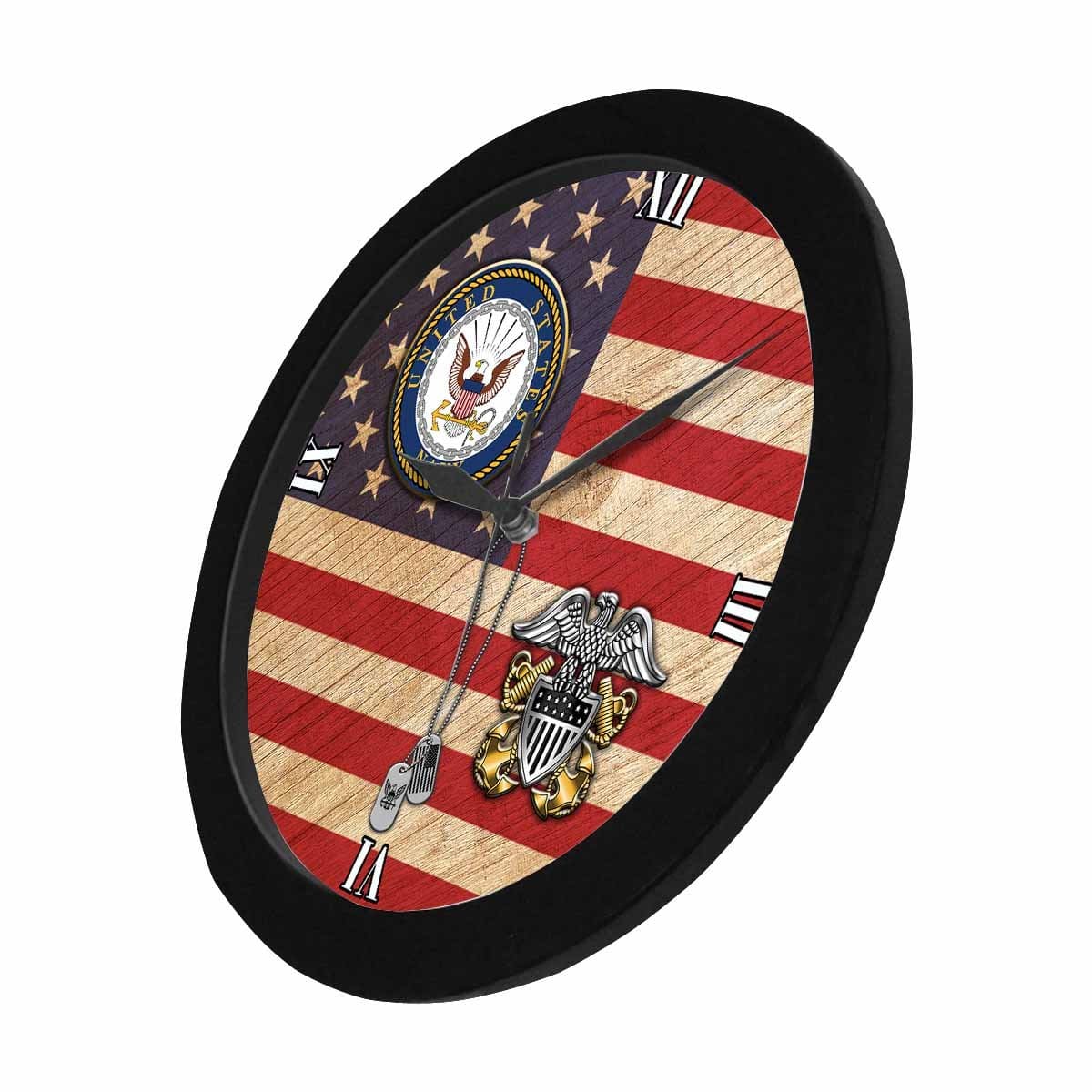 US Navy Officer Cap Device Wall Clock-WallClocks-Navy-Collar-Veterans Nation