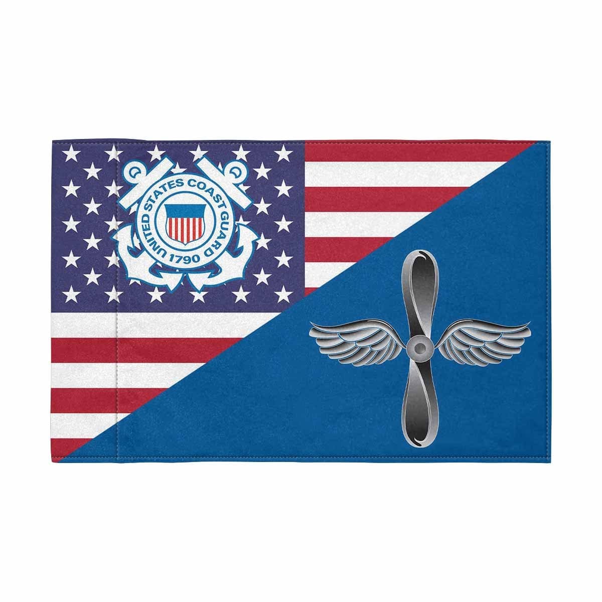 USCG AMT Motorcycle Flag 9" x 6" Twin-Side Printing D01-MotorcycleFlag-USCG-Veterans Nation