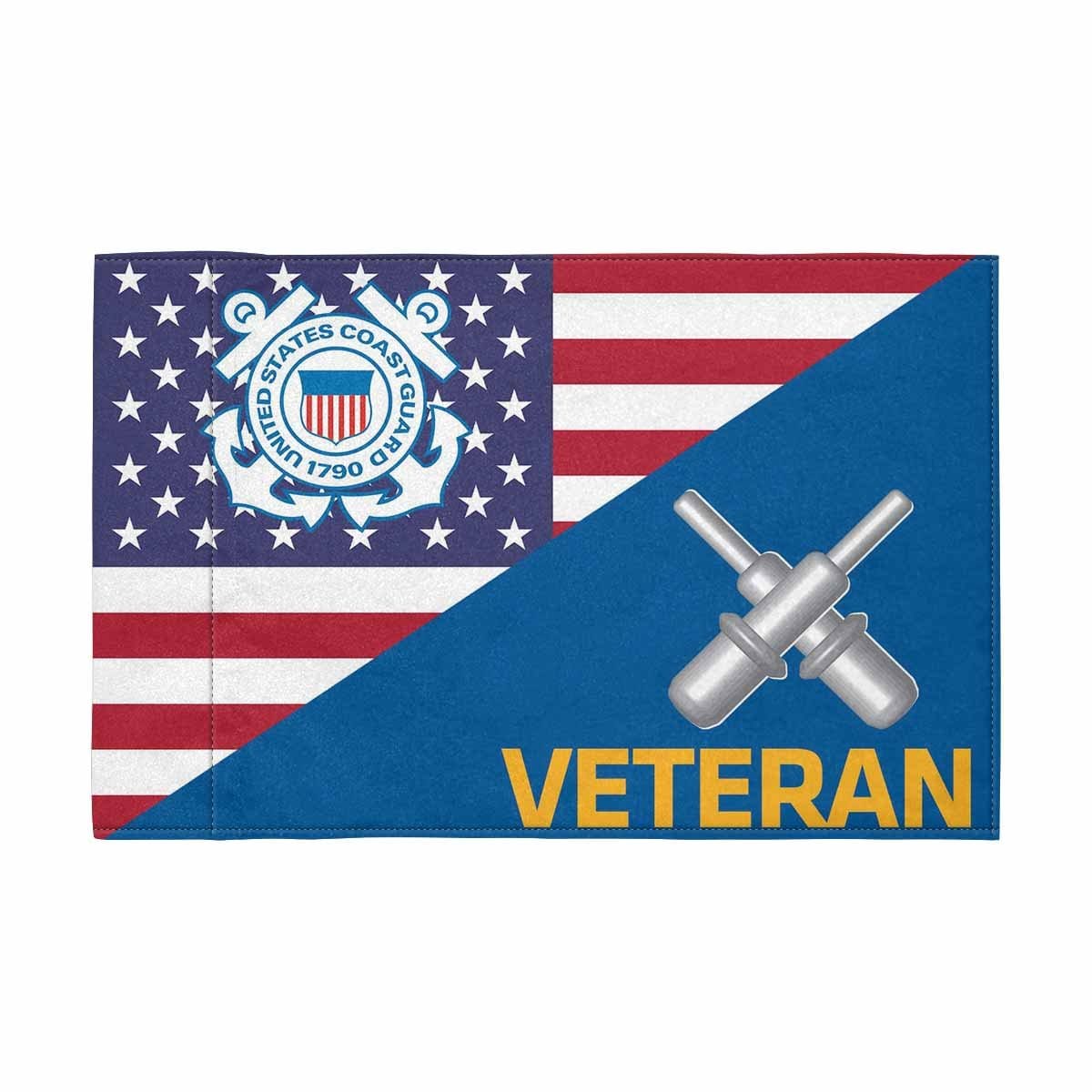 USCG GM Veteran Motorcycle Flag 9" x 6" Twin-Side Printing D01-MotorcycleFlag-USCG-Veterans Nation