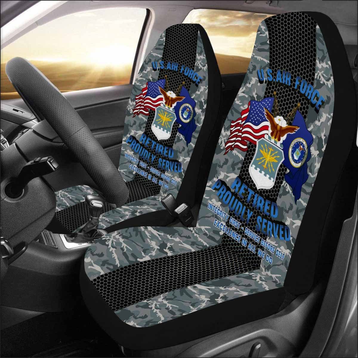 US Air Force Retired Car Seat Covers (Set of 2)-SeatCovers-USAF-Logo-Veterans Nation