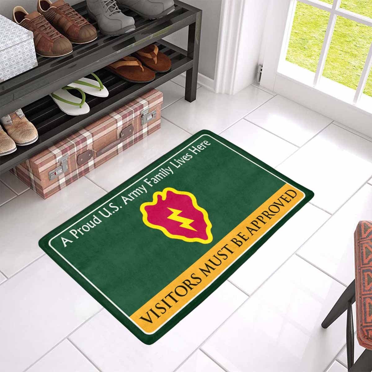 US Army 25th Infantry Division Family Doormat - Visitors must be approved Doormat (23.6 inches x 15.7 inches)-Doormat-Army-CSIB-Veterans Nation