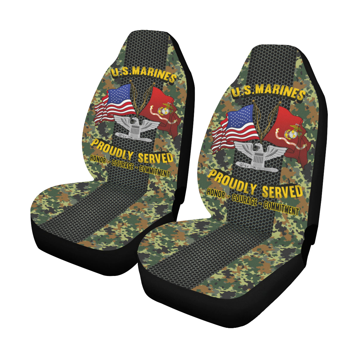 M.Corps O-6 Colonel O6 Col M.Corps O6 Field Officer Car Seat Covers (Set of 2)-SeatCovers-USMC-Ranks-Veterans Nation