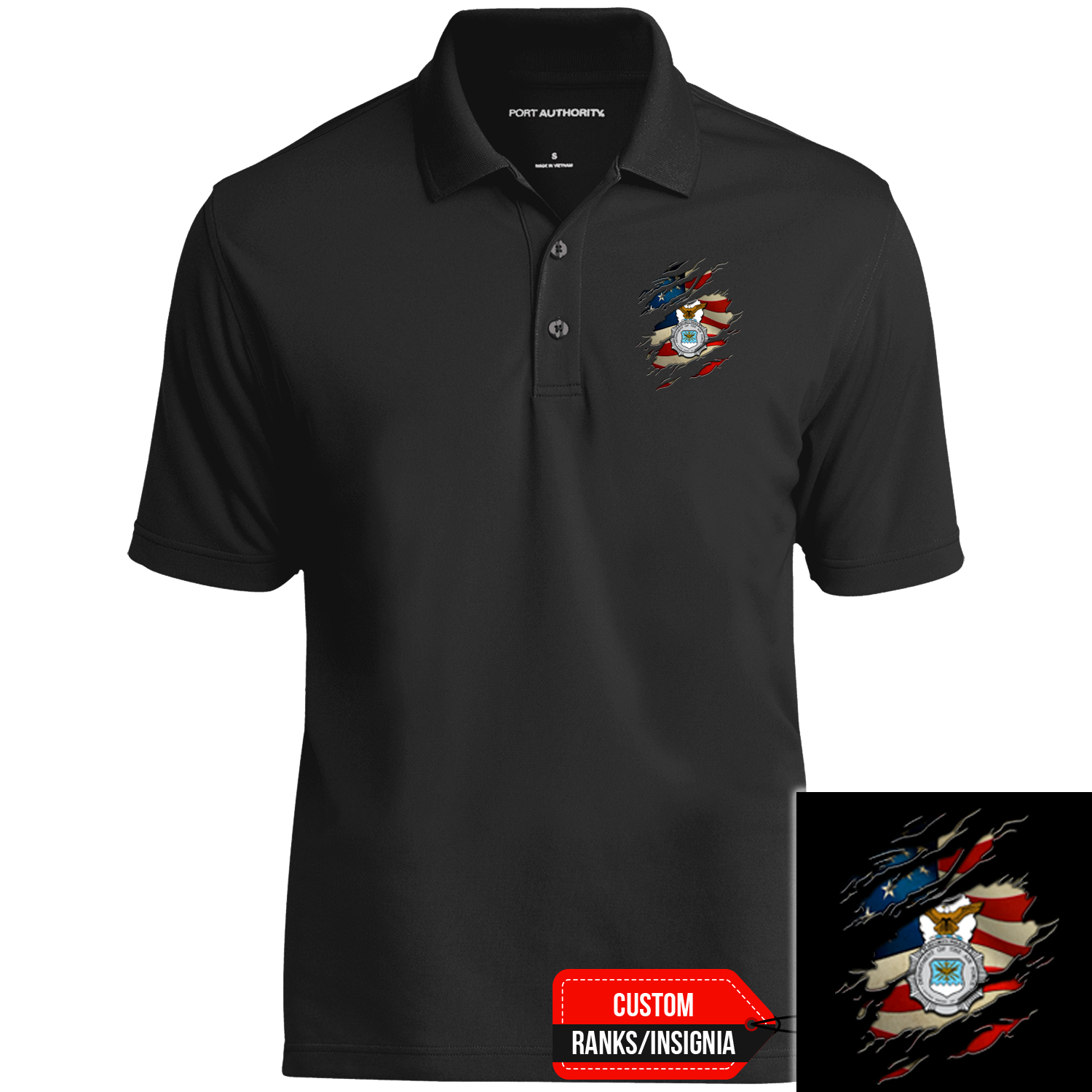 Custom US Air Force Ranks Insignia Scratch Art Print On Left Chest P