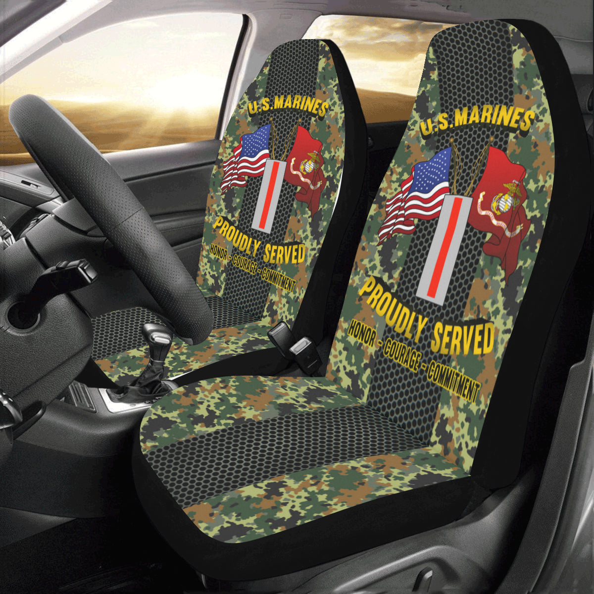 M.Corps W-5 Chief Warrant Officer 5 CW5 M.Corps CW5 Warrant Officer Car Seat Covers (Set of 2)-SeatCovers-USMC-Ranks-Veterans Nation