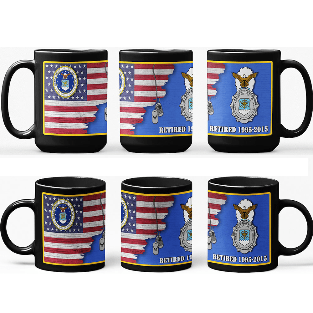 US Air Force Ranks - Personalized 11oz - 15oz Black Mug-Mug-Personalized-USAF-Ranks-Veterans Nation