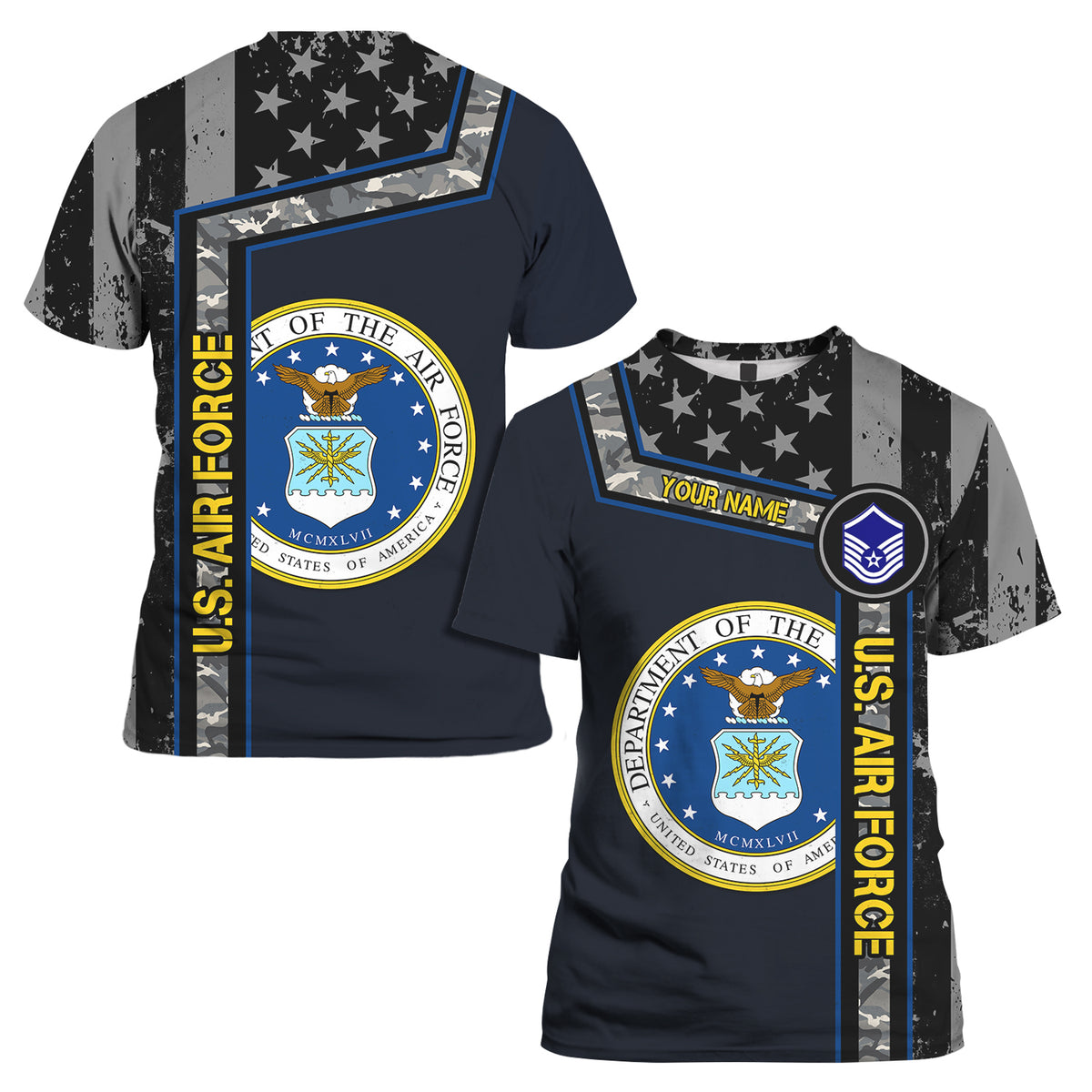 Blu Marino T-Shirt Schiena! US Army Airforce Militare GR. S-XXL Blu Marino T-Shirt Schiena! US Army Airforce Militare GR. S-XXL