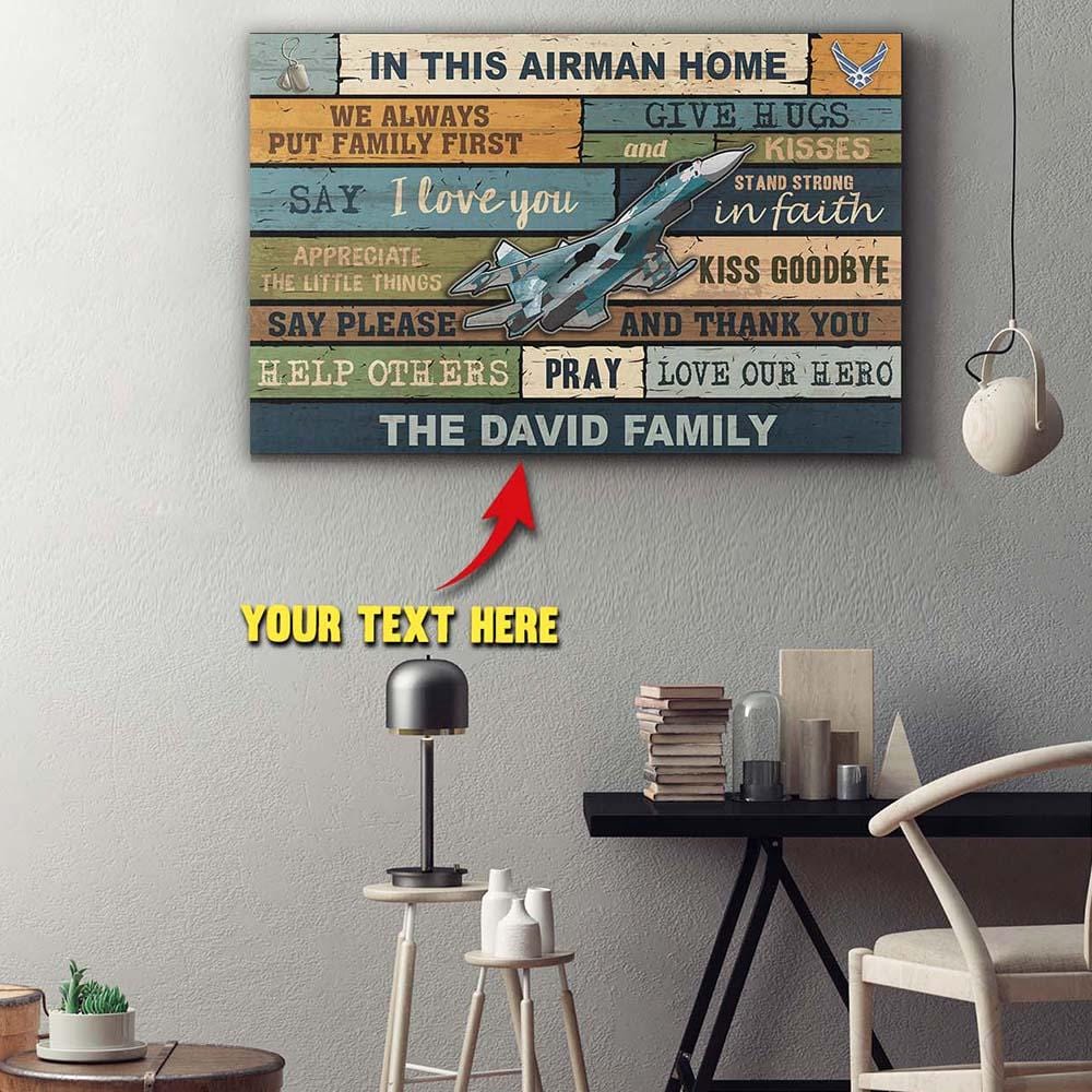 Personalized Canvas - In This Airman Home - Customize Your Family Name-Canvas-Personalized-USAF-Logo-Veterans Nation